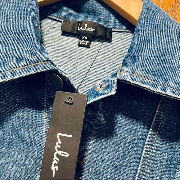 LuLu's Flawless Trend Medium Wash Denim Long Sleeve Mini Dress size XS NEW - Picture 6 of 8